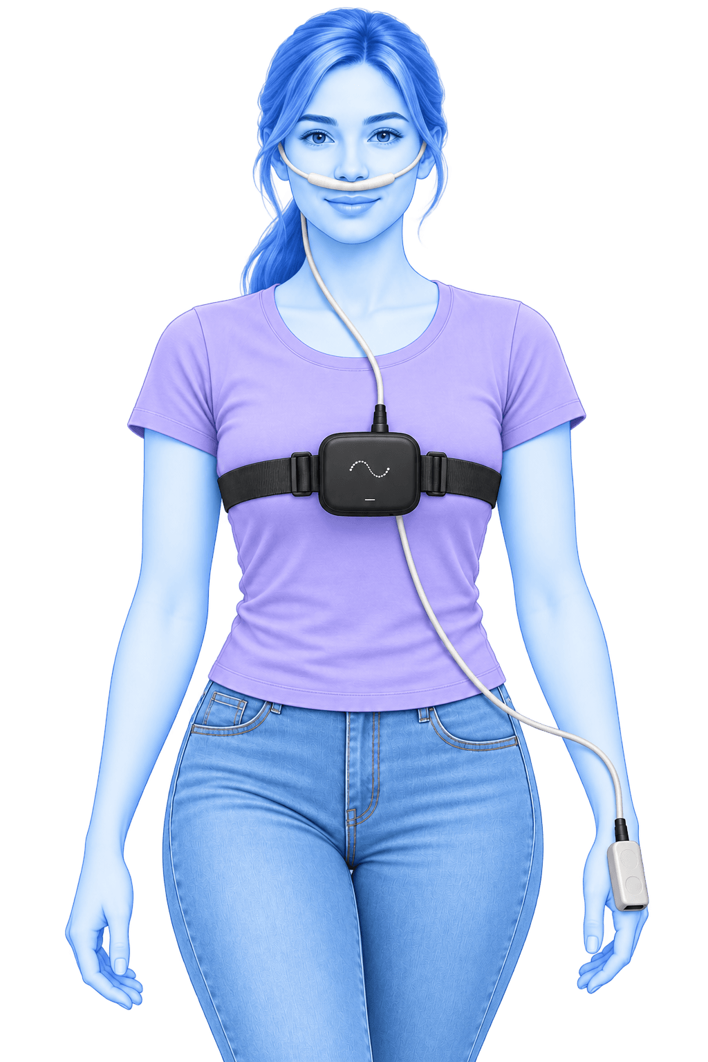 Person sleeping peacefully at home during a sleep study with ResMed ApneaLink Air